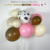 Cowgirl Balloon Arch Kit, Brown Pink Ivory White Cow Print Balloons With "Yee Haw" Letter Balloons For Redeo Themed Party Decorations, Western Balloon Garland