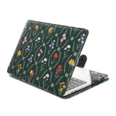 MOSISO Case Compatible with MacBook Air 13 inch M4 M3 M2 M1 2025-2018/Pro 13 inch M2 M1 2025-2016, Aesthetic Simple Floral PU Leather Portfolio Protective Stand Cover, Green