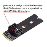 Cablecc PCI Express NGFF Key B+M to SATA 3.0 6Gbps Dual Ports Vertical Adapter