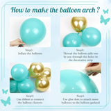 142pcs Teal & Turquoise Balloon Garland Kit for Baby Shower, Birthday and Party Decor