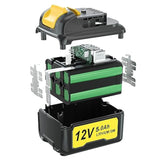 Replace For Dewalt 12V 5.0Ah Battery Dcb120 Lithium Ion Replacement Battery For Dewalt 12V Max Dcb123 Dcb127 Cordless Power Tools