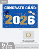 Graduation Decorations 2026 Large Outdoor Banner - Blue Gold - Waterproof 47x67" Class of 2026 Porch Sign for High School College Graduates Party Supplies
