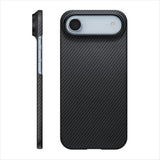 Aramid Fiber Pitaka Case for iPhone Air with Caseless Touch Feeling, Black and Grey Twill Pattern