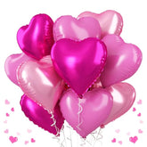 12 Pc 18 Inch Pink Mixed Heart Foil Balloons Sweet Theme Party Decor for Girls