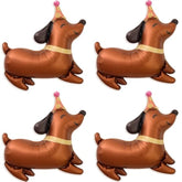 4 Pcs Dog Balloons, Brown Dachshund Dog Balloon For Lets Pa Dog Birthday Party Decorations Dog Birthday Party Supplies