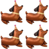 4 Pcs Dog Balloons, Brown Dachshund Dog Balloon For Lets Pa Dog Birthday Party Decorations Dog Birthday Party Supplies