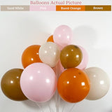 145 Pcs Fall Pink Pumpkin Balloon Arch Kit with Pink Sand White Orange Brown Balloons Decor