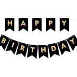 Happy Birthday Banner, Black And Gold Birthday Banner, Happy Birthday Decoration, Black And Gold Party Decoration