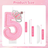Pink Birthday Candle Crown Number 5 Candles Cake Candle,Pink Birthday Cake Topper Cupcake Decorations Party Decor For Girls And Women Anniversary Celebrations Supplies Favors