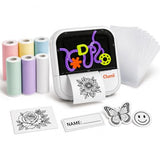 Portable Thermal Tattoo Printer & Label Maker - 3-In-1 Mini Bluetooth Sticker Printer Kit Includes 6 Color Paper Rolls & 10 Tattoo Film Sheets - Inkless Diy Art Printer For Ios & Android