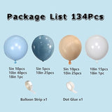 132Pcs Blue Balloon Arch Kit with Brown Accents for Baby Shower or Boy Birthday
