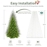 Christmas Tree Lights With Ring,8.2Ft 16 Line 448 Led Green Wire Fairy Waterfall String Lights Plug In,Icicle Twinkle Li