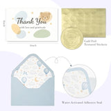 Baby Shower Thank You Cards For Boy - 24 Pack With Envelopes & Gold Stickers,Baby Shower Greeting Cards Bulk For Newborn Party