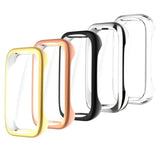 5-Pack Soft Screen Protector Case Compatible With Fitbit Inspire 3 Smartwatch, Full Protection Plated Bumper Case Covers, Clear/Silver/Black/Rose Gold/Gold