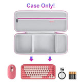Hard Carrying Case Compatible With Logitech Pop Keys Mechanical Wireless Keyboard And Pop Wireless Mouse Combo, Mesh Zipper Bag For Cables, Batteries, Emoji Keys, Rose