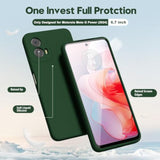 Motorola Moto G Power 5G 2024 Phone Case - Liquid Silicone, Thin Slim Soft Rubber Gel TPU Plain Simple Cover for Women and Girls, Matte Solid Dark Green Color