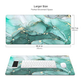 Teal Turquoise Marble Desk Mat, Abstract Swirls Desk Pad Cute, Modern Ink Art Large Extend Mouse Pad Xl, Sunrise Aesthetic Desktop Mat Laptop Mat For Desk, Gift For Women Men