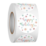 500 Pcs 1.5 Inch Happy Holidays Stickers Christmas Sticker Roll For Envelopes,Gift Packing,Cards,Party Supplies (Snowflake)