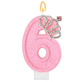 Pink Birthday Candle Crown Number 6 Candles Cake Candle,Pink Birthday Cake Topper Cupcake Decorations Party Decor For Girls And Women Anniversary Celebrations Supplies Favors