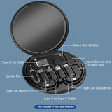Usb C Adapter Otg Cable Kit, Multi Charging Cable Case Convertor Usb C To Ios Device/Type C/Micro/Usb A Adapter, Data Transfer Contains Card Slot For Traveling, Use As Phone Holder (Black)