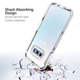 Clear Case for Samsung Galaxy S10E Shockproof Protective Cover with Hybrid Design, Hard PC Back and Front Cover, Flexible TPU Bumper, and 2 Pack Tempered Glass Screen Protector for 3 in 1 Full Body Protection