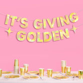 It's Giving Golden Banner Gold Foil 6Ft Birthday Bachelorette Metallic Decorations