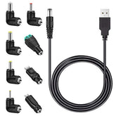 Universal 5V Dc Power Cable, Usb To Dc 5.5X2.1Mm Charging Cord Plug With 8 Connector Tips(5.5X2.5, 4.8X1.7, 4.0X1.7, 3.5X1.35, 2.5X0.7, Micro Usb, Type-C)