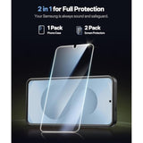 Samsung Galaxy S25+ Plus Rugged Protective Case with Card Holder, Built-in Stand & 2 Pack Screen Protector & Camera Cover, 6.7" 2025, Black