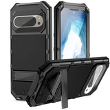 For Google Pixel 9 Pro Xl Case Metal Heavy Duty Phone Case Para Built-In Screen Protection Full Body Protective Dust Proof Military - Grade Rugged (6.8 '' Black)