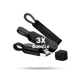 Incharge X, (3X Pack) Multi Charging Cable Portable Keychain Charger Cable, 6-In-1 100W Ultra Fast Charging Power, Lava Black