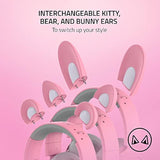 Razer Kraken Kitty V2 Pro Wired Rgb Gaming Headset, Interchangeable Ears, Compatible With Pc, Playstation, Mac, With Hyperclear Cardioid Microphone, Quartz Pink (Renewed)