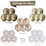 Champagne Gold And White Balloons, 12 Inch Double Stuffed Pearl White Sand Gold Metallic Balloons Wedding Beige Cream Latex Balloon For Boho Bridal Shower Birthday Bachelorette Engagement Party Decor