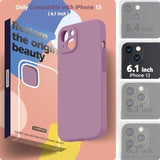 Compatible With Iphone 13 Case With Screen Protector, (Camera Protection & Soft Microfiber Lining) Liquid Silicone Phone Case 6.1 Inch 2021, Lilac Purple