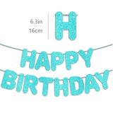 Teal Glitter Happy Birthday Banner – Turquoise Party Decoration for Under-the-Sea Theme