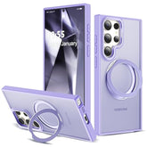 Compatible With Samsung Galaxy S22 & S23 Ultra Case With 360Rotatable Magnetic Ring Stand Compatible With Mag-Safe Military Protection Shockproof Translucent Phone Case,Purple