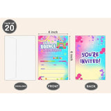 Bounce House Birthday Invitations For Girls Kids, Fill In Party Invites, Decorations, Favors, 20 Invitations With Envelopes (D12)