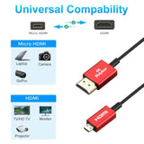 4K Micro Hdmi To Hdmi 6.6Ft/2M, Ultra High Speed 48Gbps, Ultra Thin Hdmi Cord