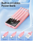 Portable Charger with Built in Cable - Power Bank Fast Charging 22.5W USB C 10000mAh LED Display Travel Battery Pack 5 Outputs & 3 Inputs for iPhone