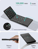 Foldable Bluetooth Keyboard With Touchpad & Number Pad, Portable Bluetooth Keyboard With Full Size Keys, Pocket-Sized Wireless Travel Keyboards For Ipad, Smartphone, Tablet And Laptop Black
