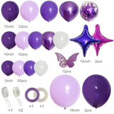 150Pcs Purple Balloon Garland Kit With Butterfly Stickers, Lavender White Macaron Metallic Purple Confetti Balloons Arch For Birthday Wedding Anniversary Sweet 16 Enchanted Forest Party Decor