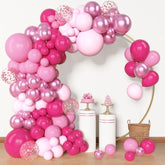 153 Pcs Pink Balloon Arch Garland Kit, Different Sizes 18 12 10 5 Inch Latex Metallic Confetti Hot Pink Balloons For Valentines Day Baby Shower Birthday Princess Wedding Party Decorations