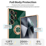 Green Samsung Galaxy S24 Ultra Case with Built-in Ring Holder Kickstand