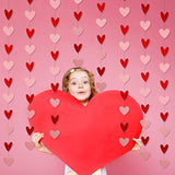 80 Heart Garland Red & Pink- Valentines Day Decoration, Hanging Hearts, Valentines Day Banner, Hanging Valentines Garland, Valentine'S Day Decorations, Large Heart Valentines?No Diy?