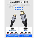4K Micro Hdmi To Hdmi Cable 10 Ft, Micro Hdmi To Standard Hdmi Cord Braided Su