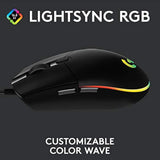 G102 2Nd Gen Light Sync Gaming Mouse, Wired, 8000 Dpi, 6 Programmable Buttons, Rgb, Black