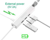 Ethernet Adapter For Chromecast Ultra/Audio/1/2 - With 3-Port Usb Hub & Power Passthrough - Add Wired Internet, Thumb Drives & More - (Micro Usb To Rj45)