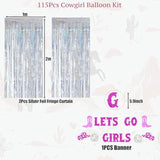 Last Rodeo Bachelorette Party Decoration Pink & Silver Disco Cowgirl Boot Cow Print Balloon Arch, Let'S Go Girls Banner Photo Backdrop For Last Hoe Down Bridal Shower, Western Birthday?Nashville Decor