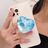 Expandiing Moblile Phone Grip Heart Glass Holder for Smartphones, Cell Phone Collapsible Stand? Wave Ocean