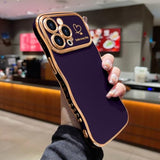 iPhone 14 Pro Max Case for Women, Wave Frame Heart Camera Protection, Dark Purple