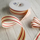 Natural Cotton Ribbon Stripes Fabric Ribbon 1 Inch Red And White Strip
